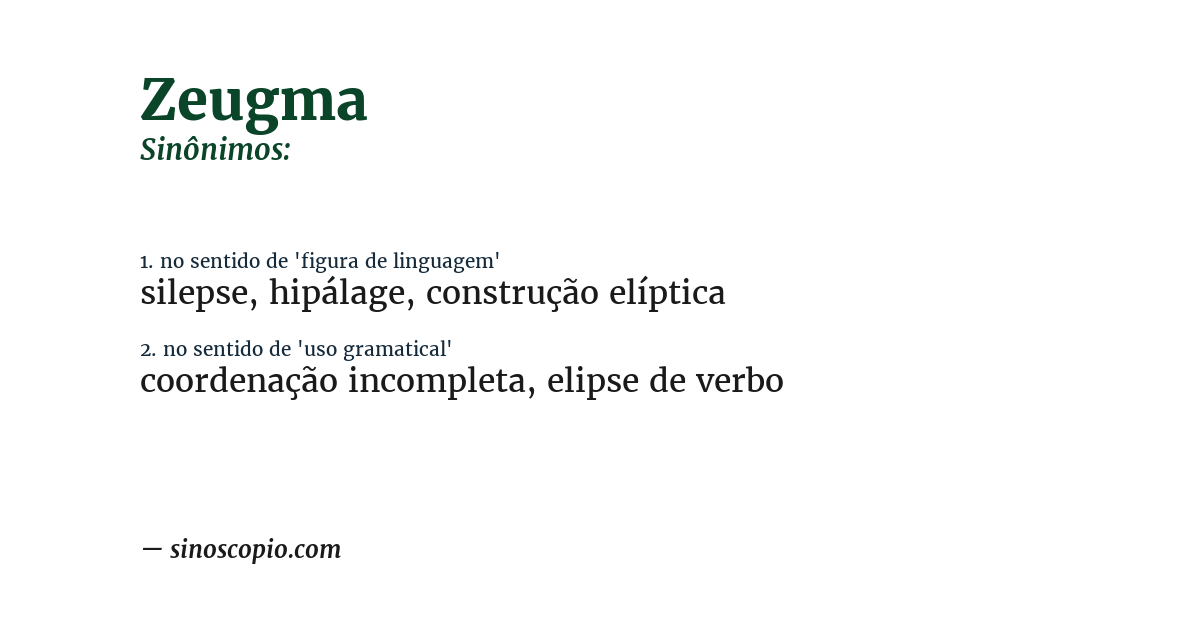 Sinônimo de zeugma