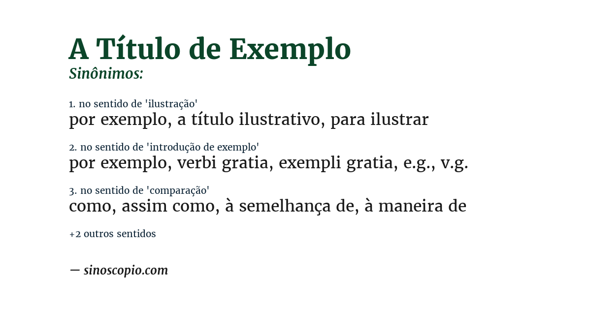 Sinônimo de a título de exemplo