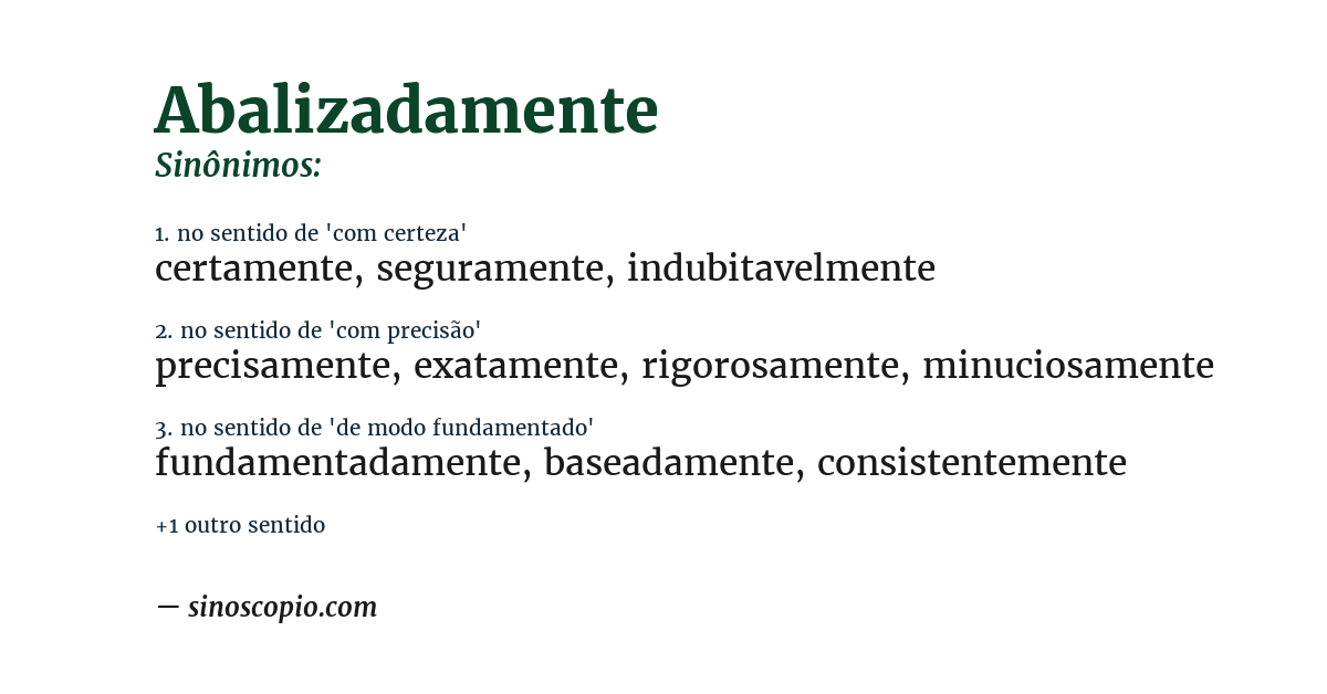 Sinônimo de abalizadamente