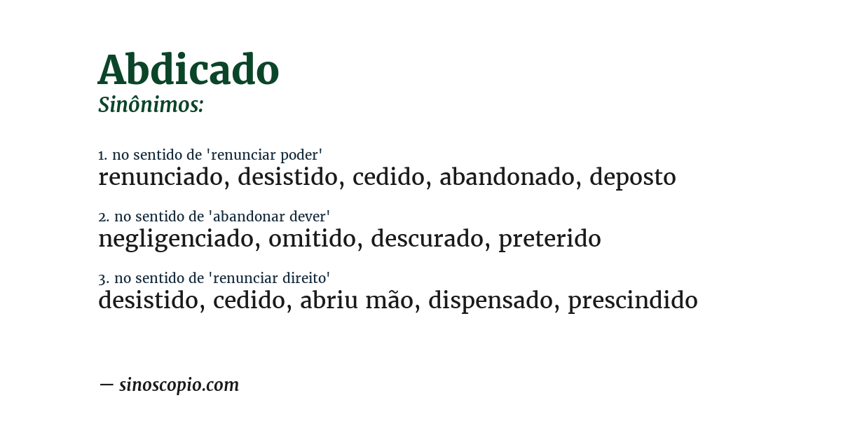 Sinônimo de abdicado