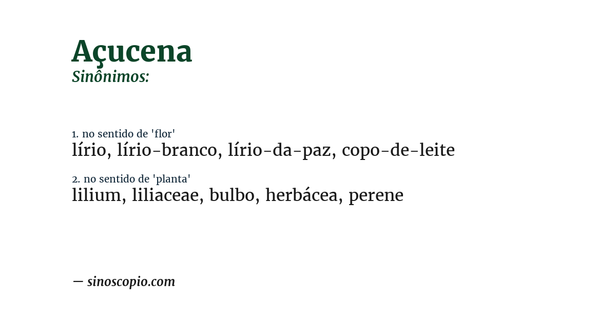 Sinônimo de açucena