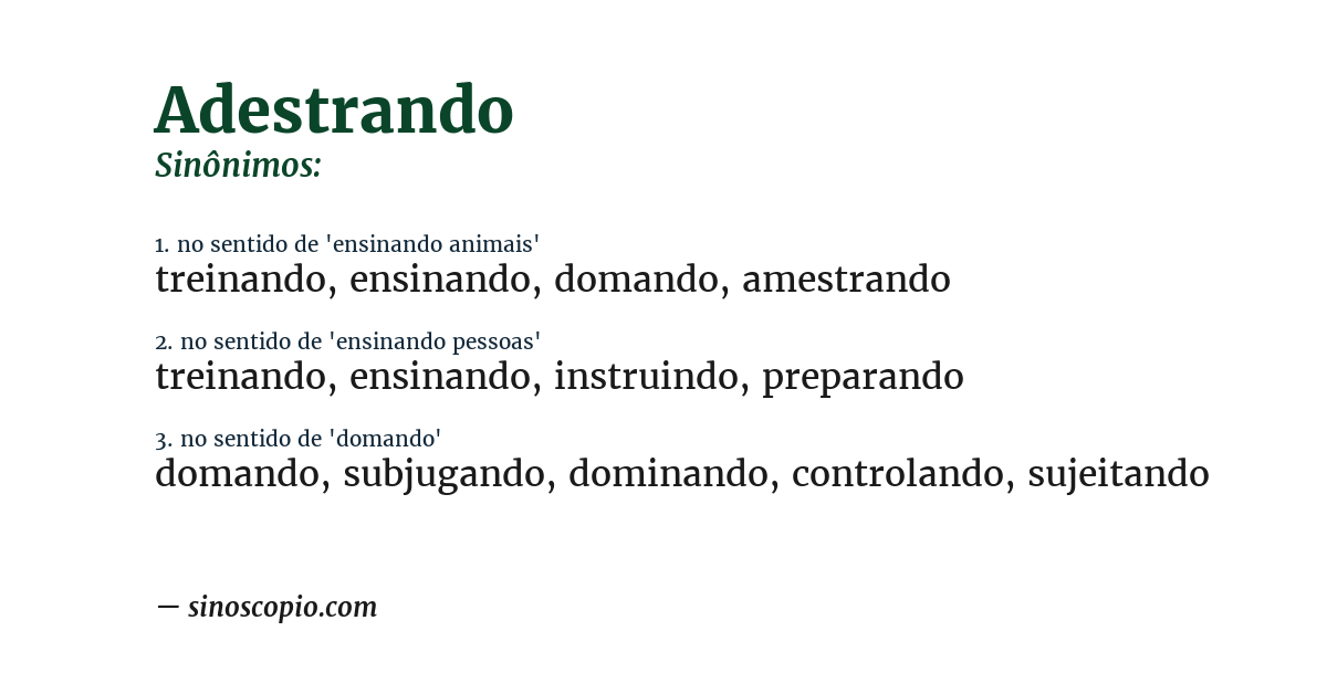 Sinônimo de adestrando