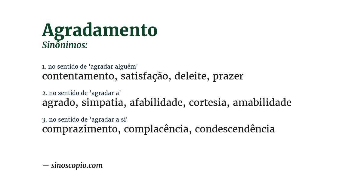 Sinônimo de agradamento