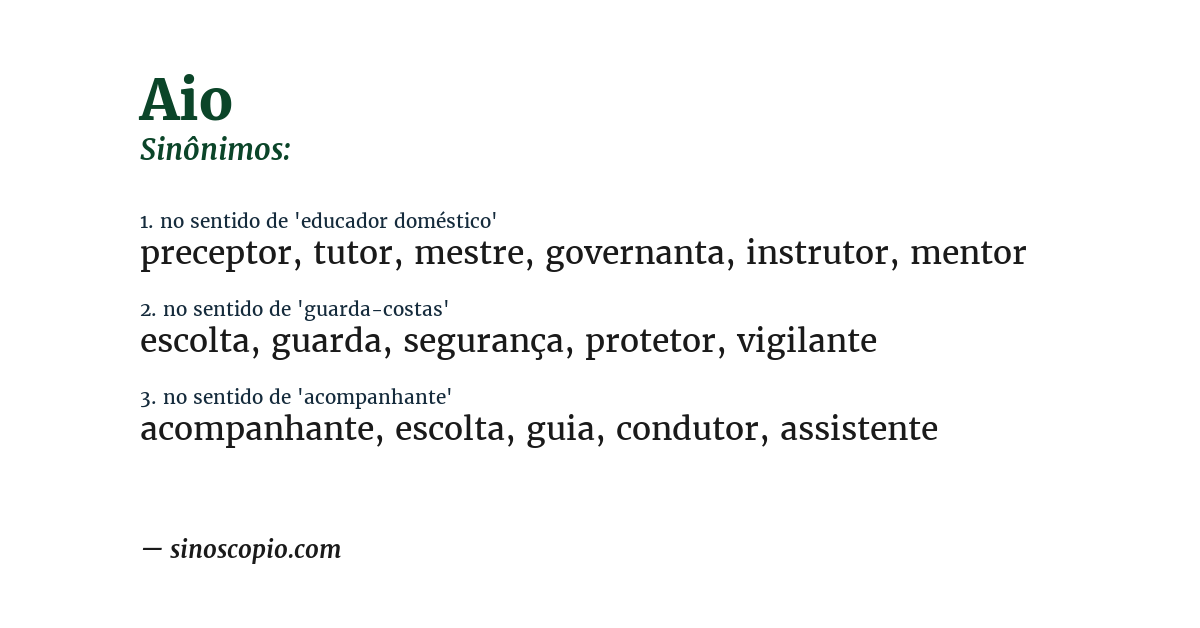 Sinônimo de aio