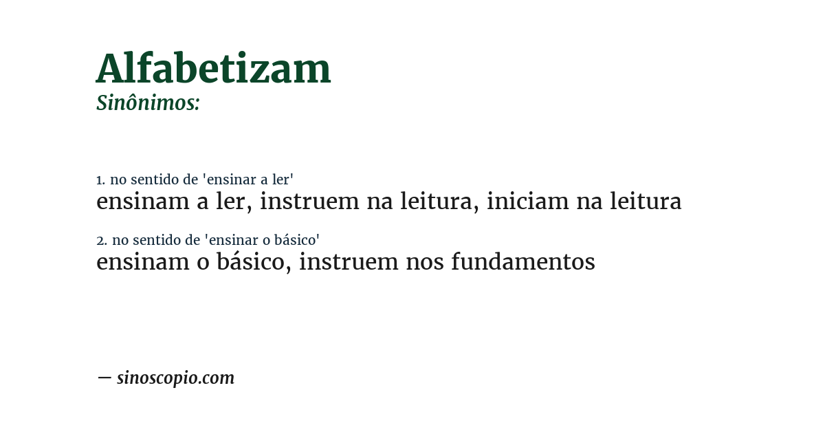 Sinônimo de alfabetizam
