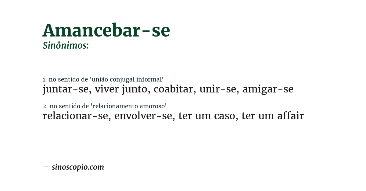 Sinônimo de amancebar-se