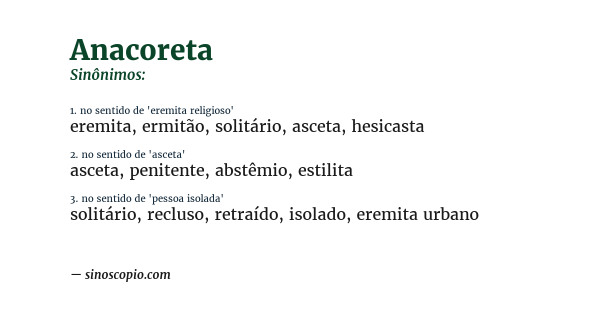 Sinônimo de anacoreta