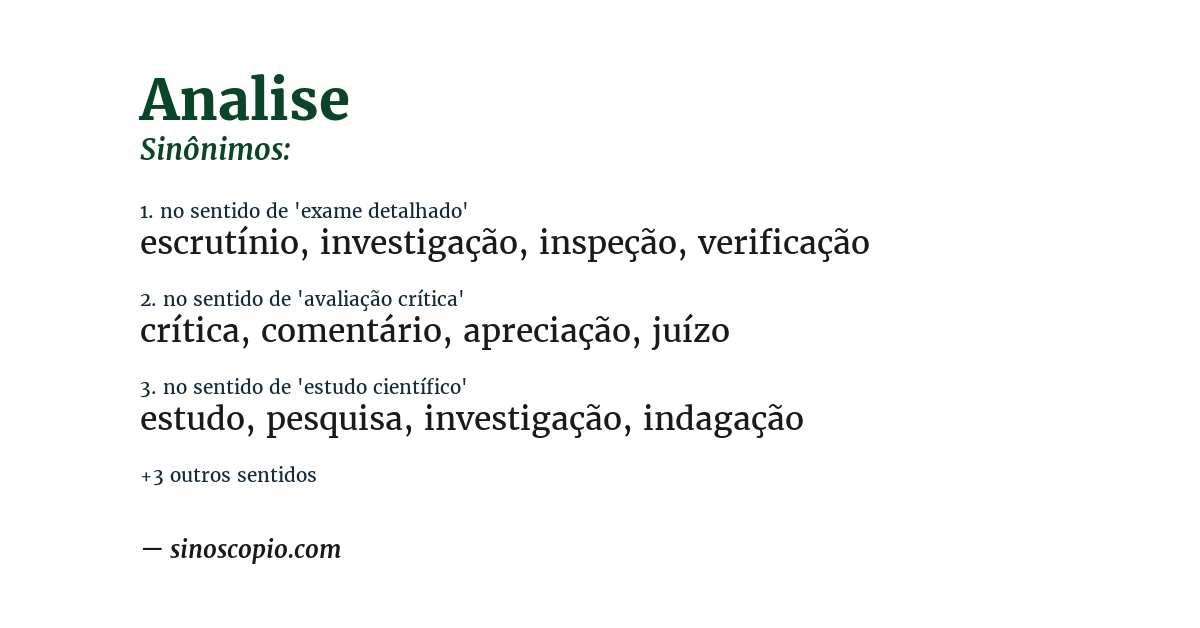 Sinônimo de analise