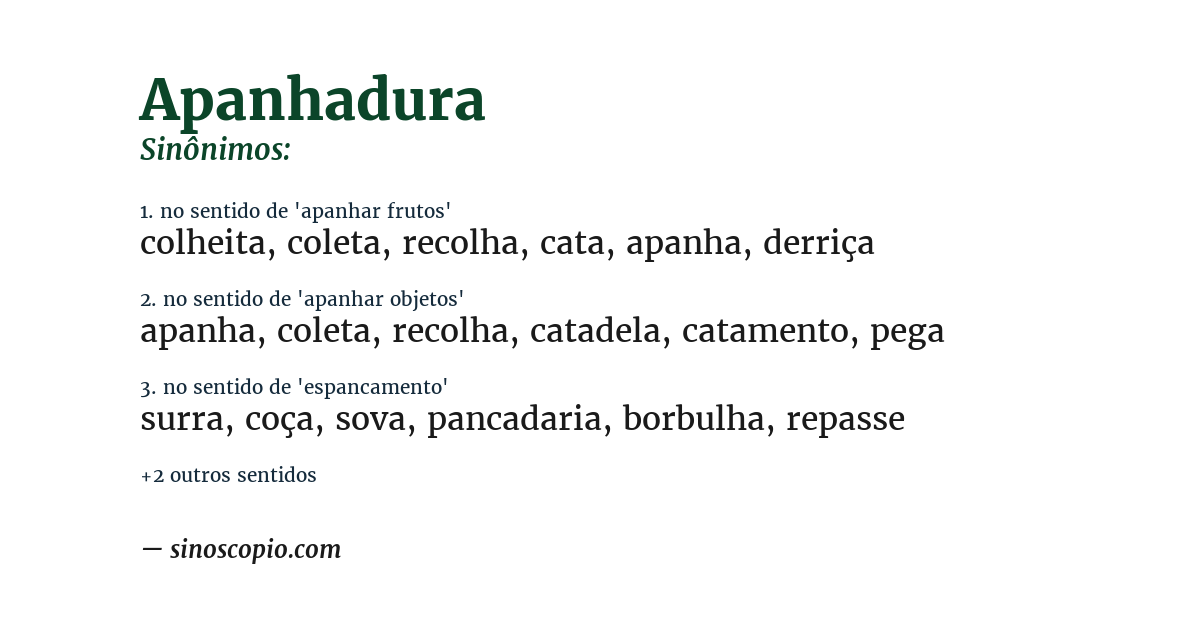 Sinônimo de apanhadura
