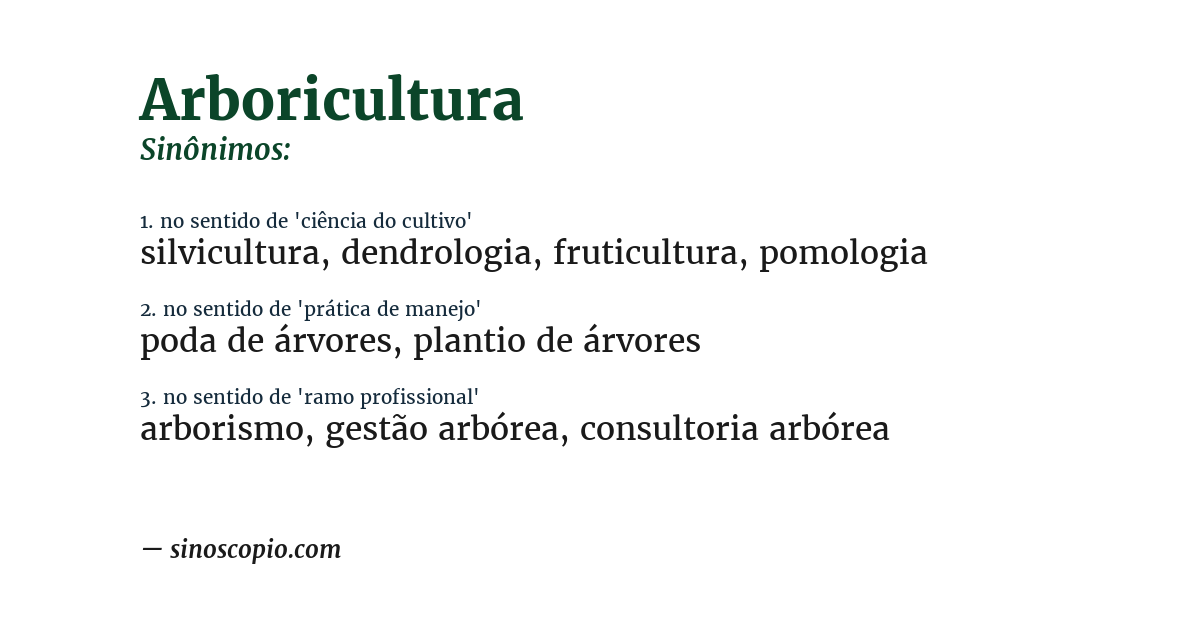 Sinônimo de arboricultura