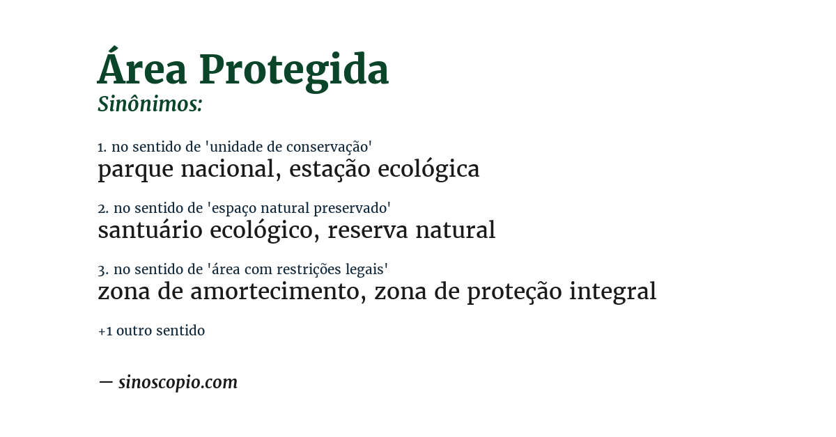 Sinônimo de área protegida