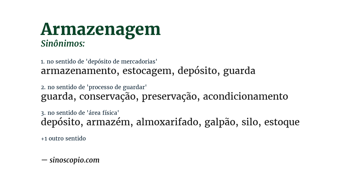 Sinônimo de armazenagem