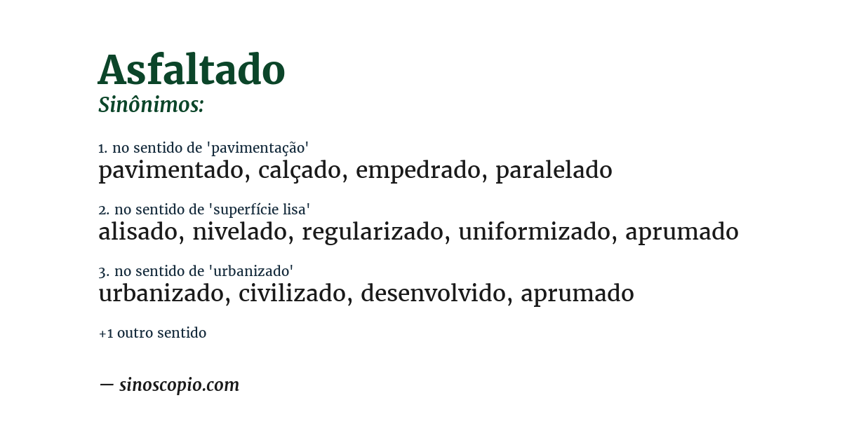 Sinônimo de asfaltado