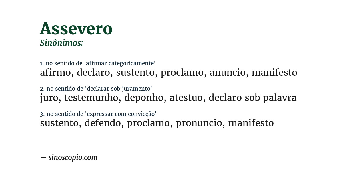 Sinônimo de assevero