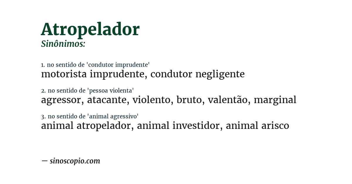 Sinônimo de atropelador