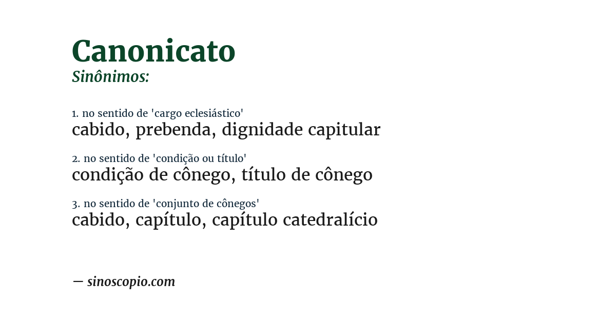 Sinônimo de canonicato