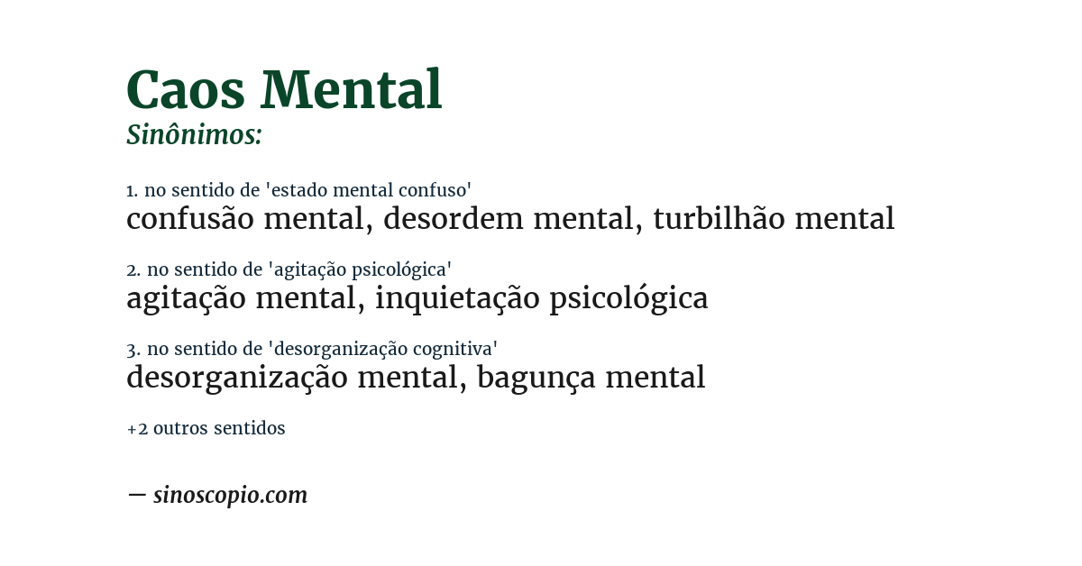 Sinônimo de caos mental
