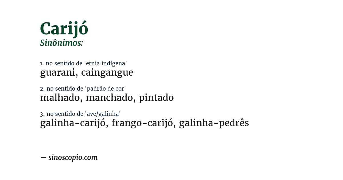 Sinônimo de carijó