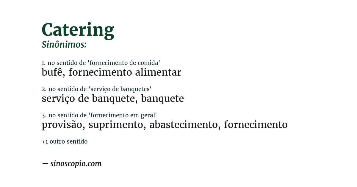 Sinônimo de catering