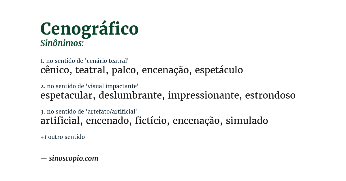 Sinônimo de cenográfico
