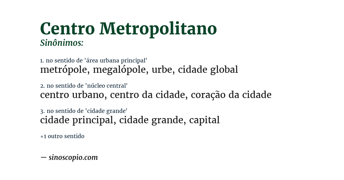 Sinônimo de centro metropolitano