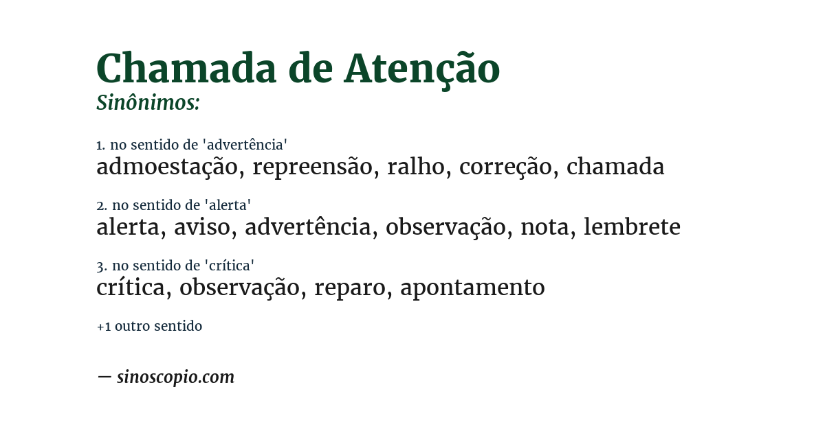 Sinônimo de chamada de atenção