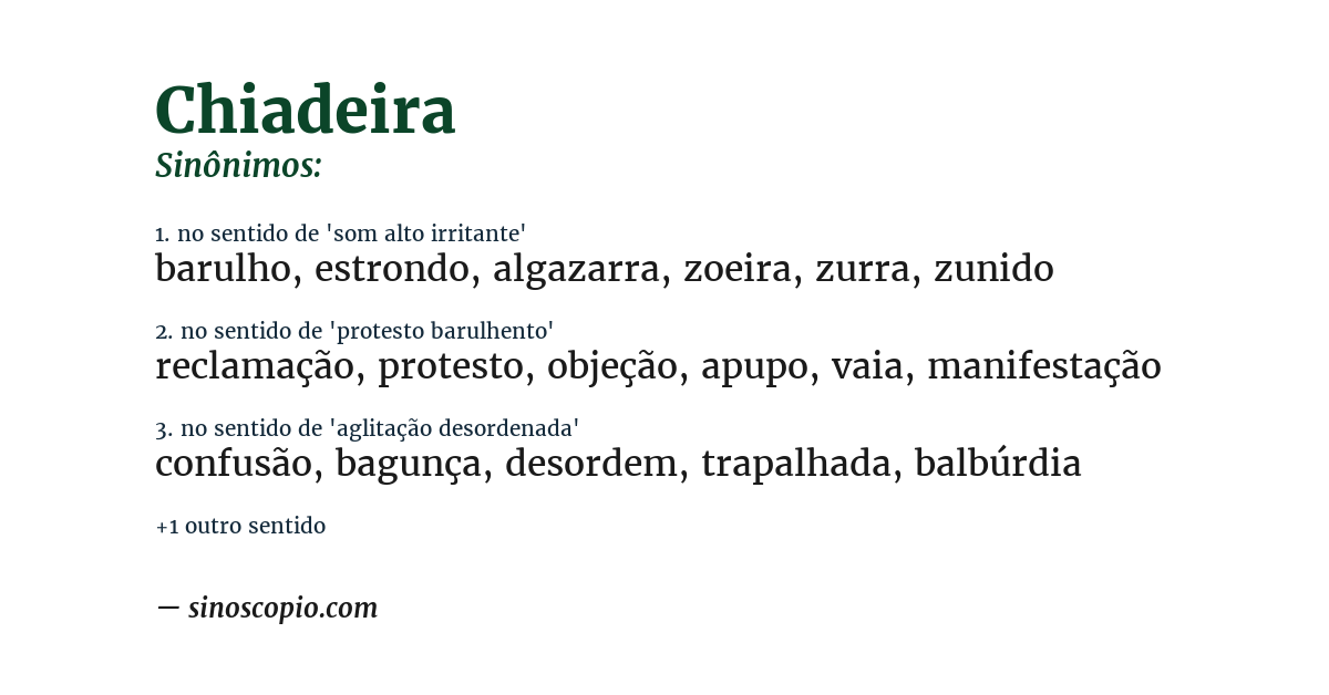 Sinônimo de chiadeira