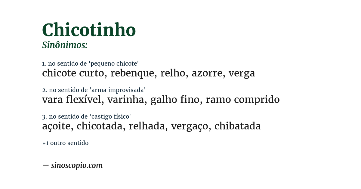 Sinônimo de chicotinho