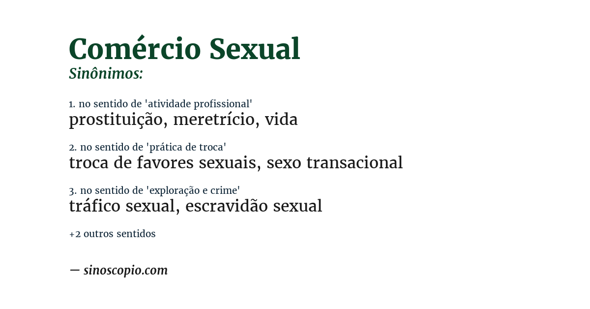 Sinônimo de comércio sexual