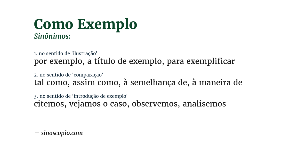Sinônimo de como exemplo