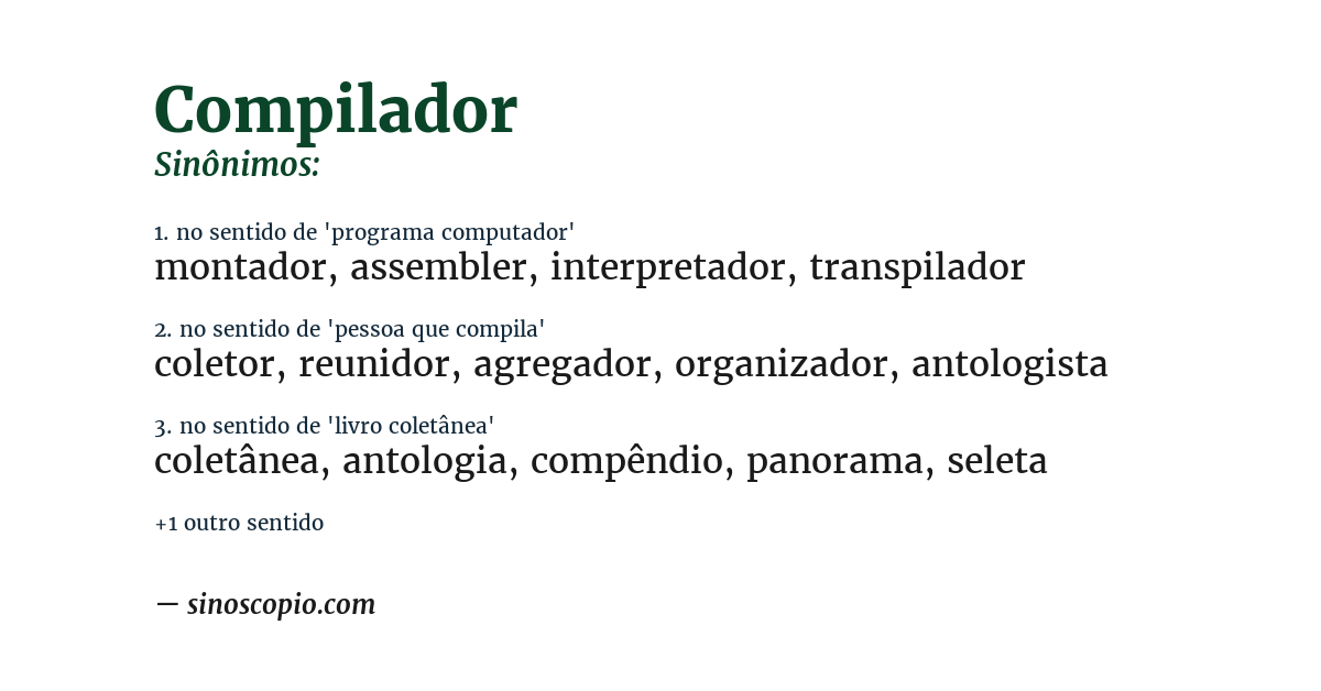 Sinônimo de compilador