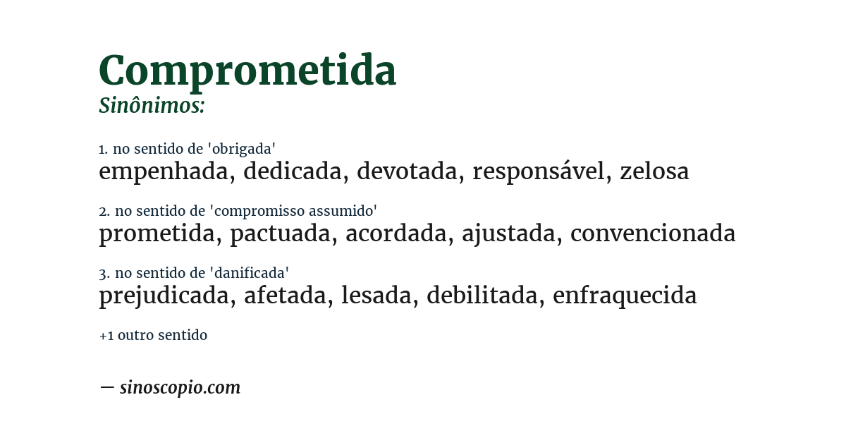 Sinônimo de comprometida