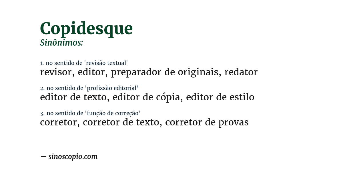 Sinônimo de copidesque