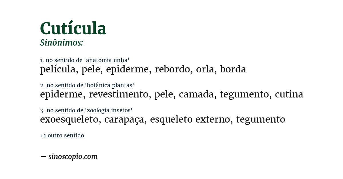 Sinônimo de cutícula