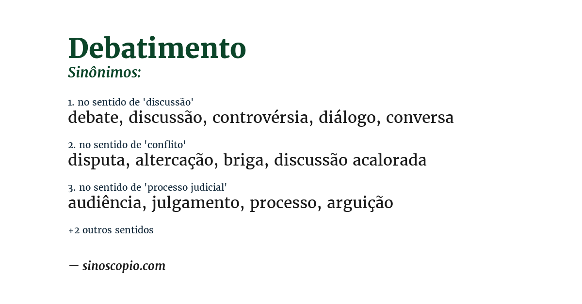 Sinônimo de debatimento