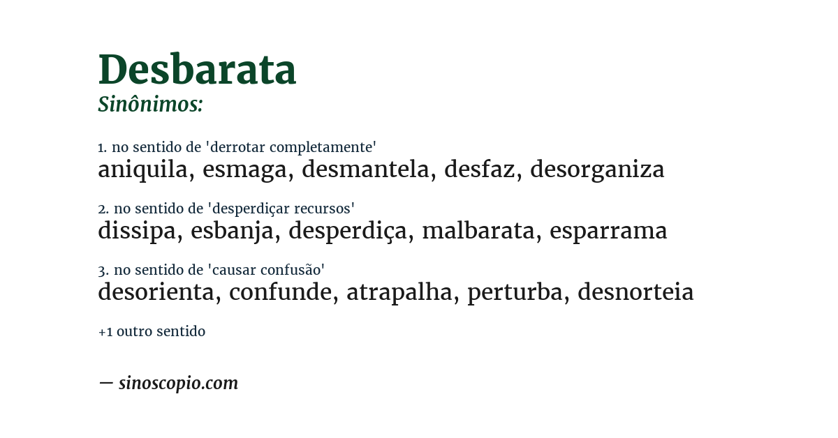 Sinônimo de desbarata