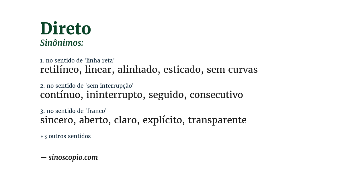 Sinônimo de direto