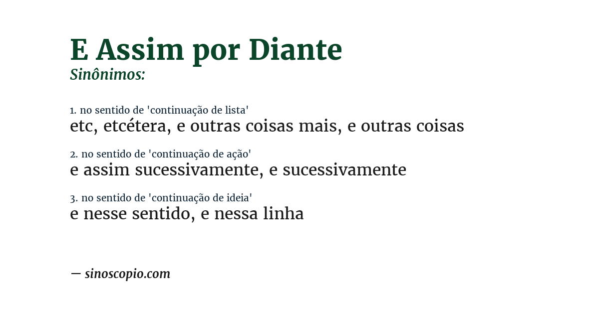 Sinônimo de e assim por diante