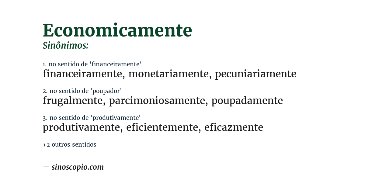 Sinônimo de economicamente