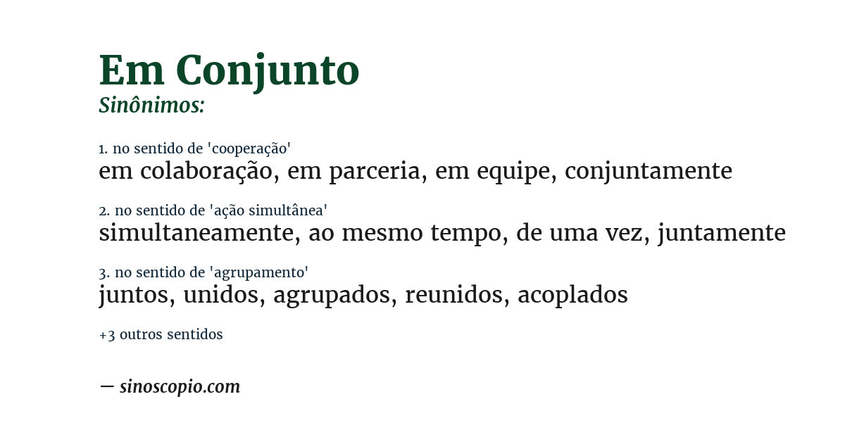 Sinônimo de em conjunto