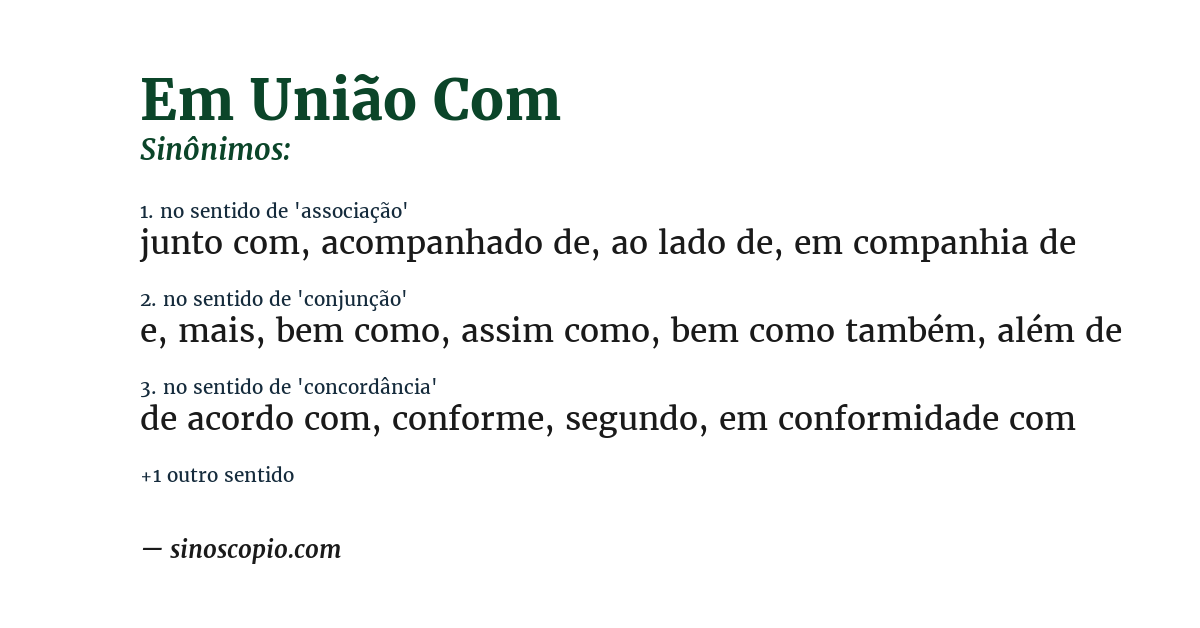 Sinônimo de em união com