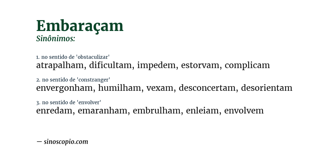 Sinônimo de embaraçam