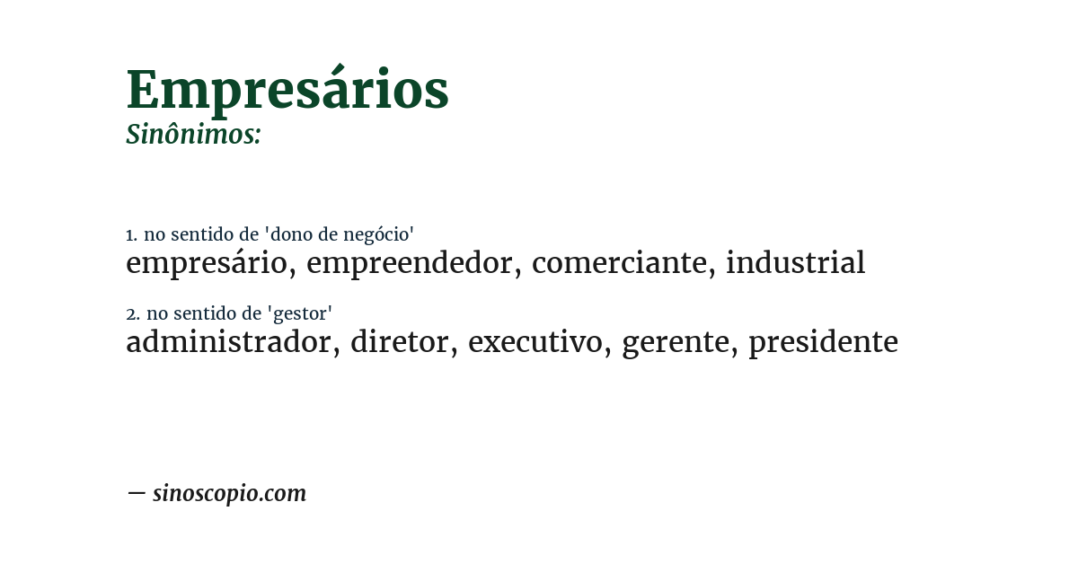Sinônimo de empresários