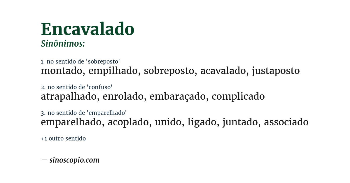 Sinônimo de encavalado