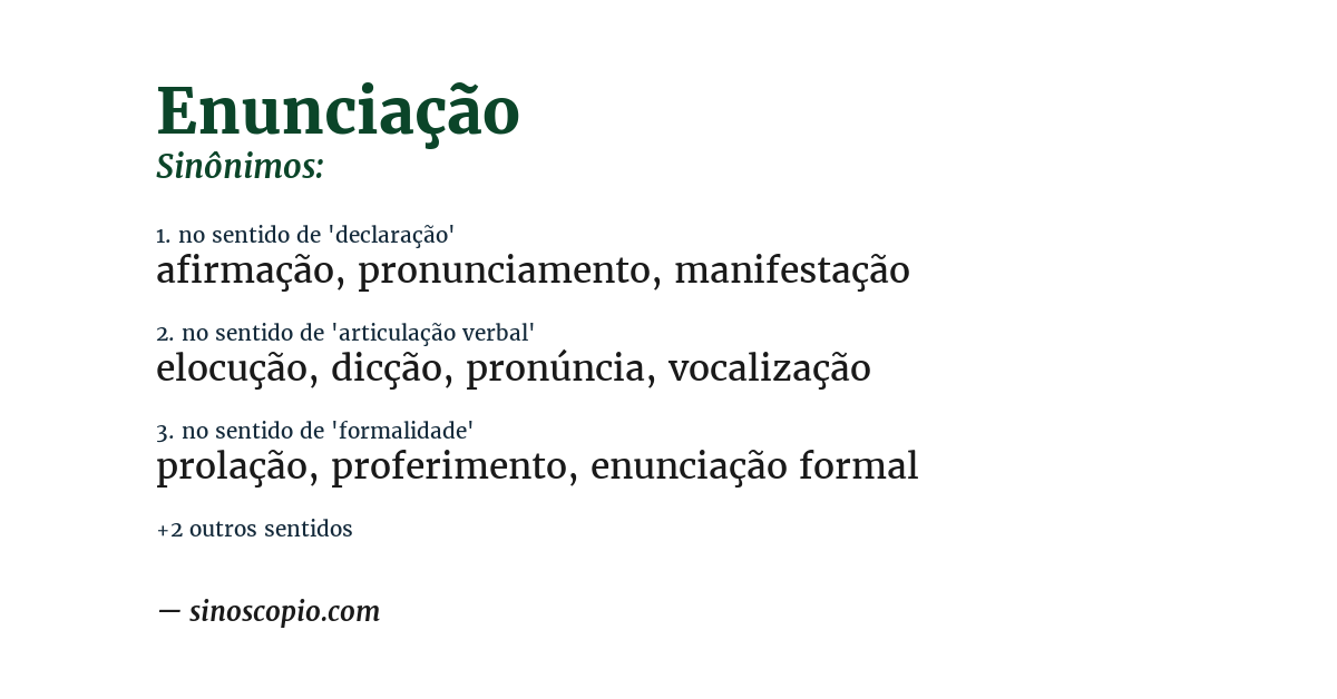 Sinônimo de enunciação