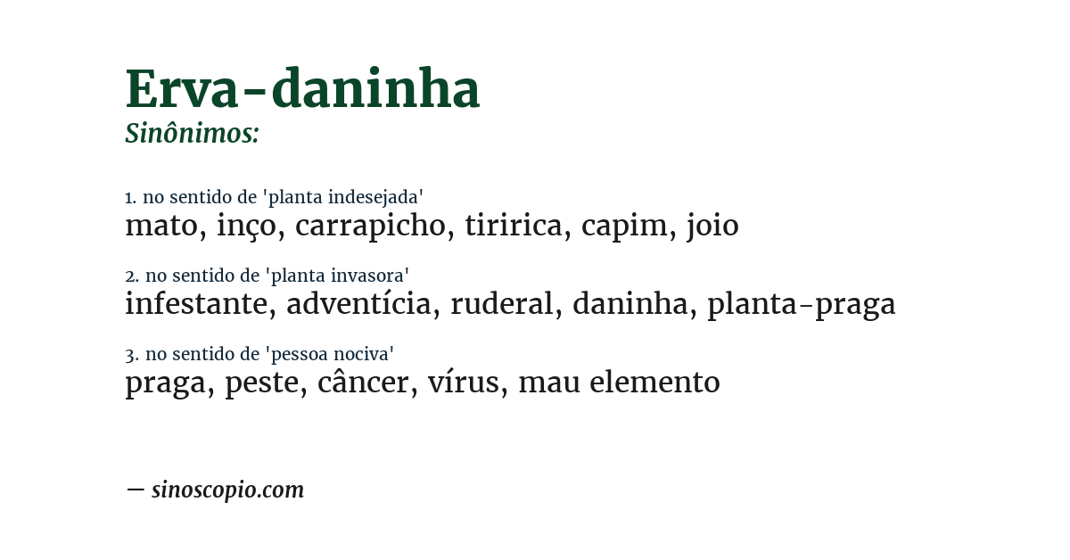 Sinônimo de erva-daninha