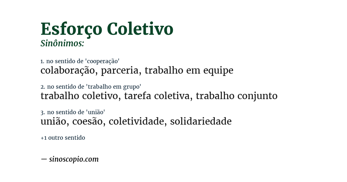 Sinônimo de esforço coletivo