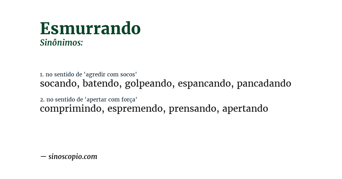 Sinônimo de esmurrando