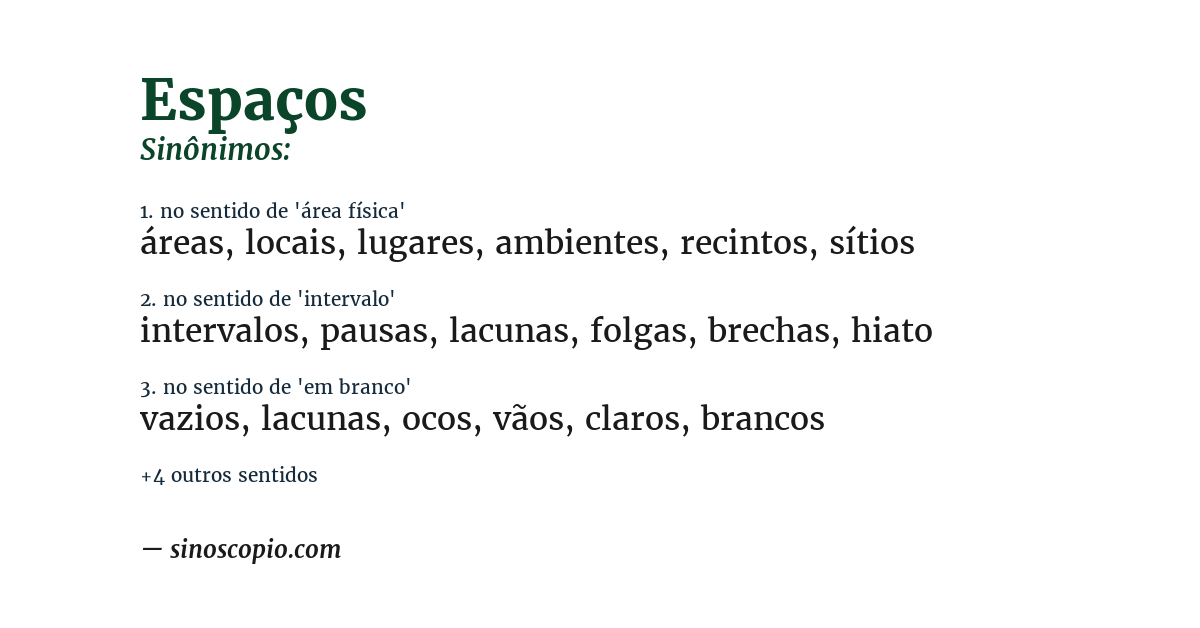 Sinônimo de espaços