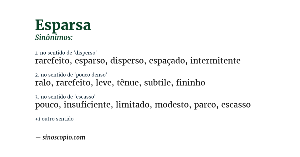 Sinônimo de esparsa